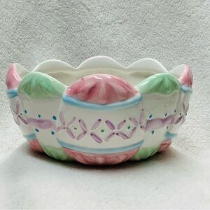 Easter Egg Watercolor Pastel Ceramic Decorative Bowl Candy Dish 6.5”x3.5”